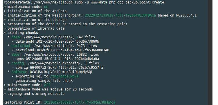 instant backup via the cli