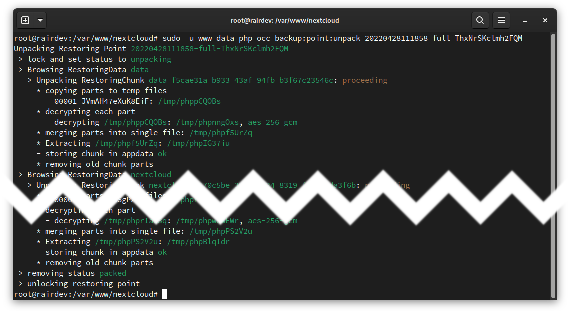 unpack restore point