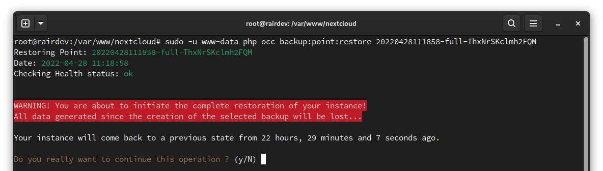 full backup point restore