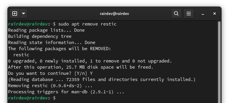 remove restic from system